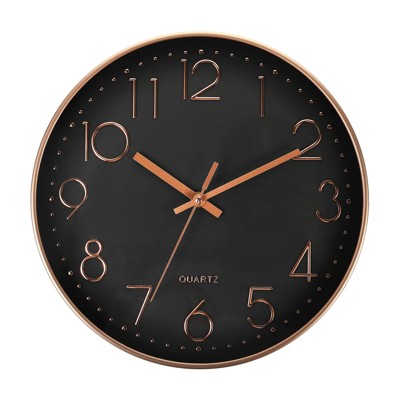 Unique Bargains Office Bedroom Decorative Battery Operated Silent Non Ticking Round Wall Clock 12 Inch