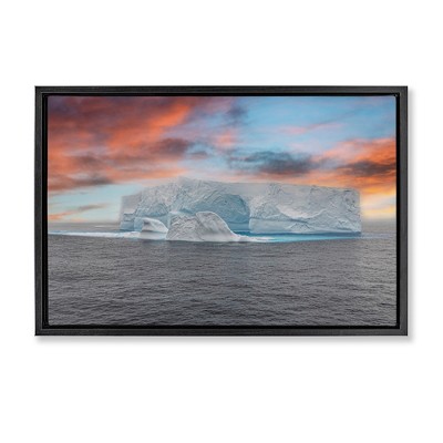 Stupell Industries Sunset over Frozen Iceberg Floating Frame Canvas Art