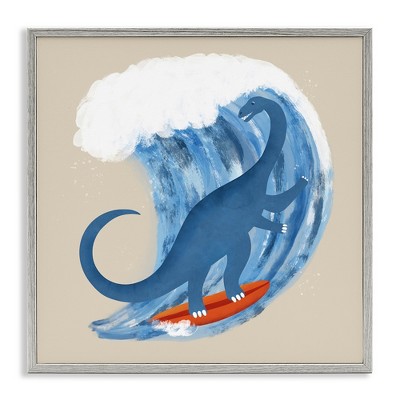 Stupell Industries Surfing Dino Brontosaurus, 17" x 17"