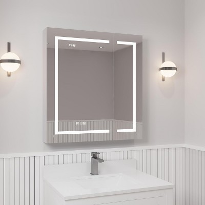 Ayna Decors Neo LED Medicine Cabinet with Mirror, Adjustable Shelves, Outlets, USB & Type C Ports, Defogger, Dimmer & Clock