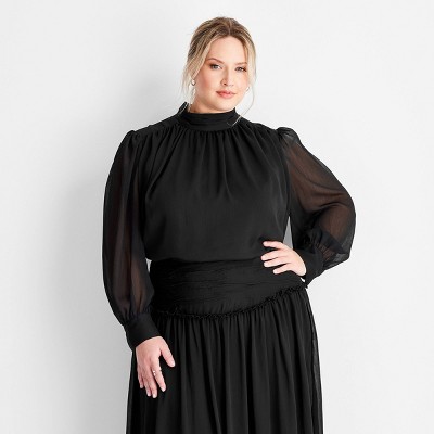 Women's Long Sleeve Crinkle Blouse - Future Collective