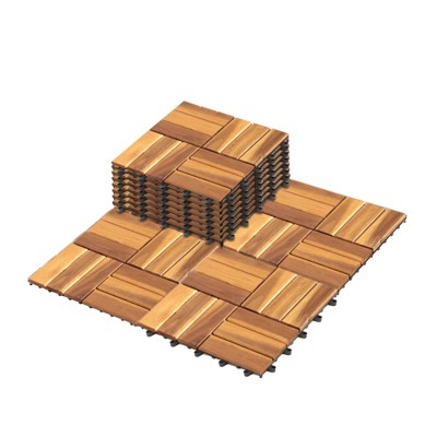 MyDepot 12″×12″ Natural Color Wood Interlocking Deck Tiles – Outdoor Patio