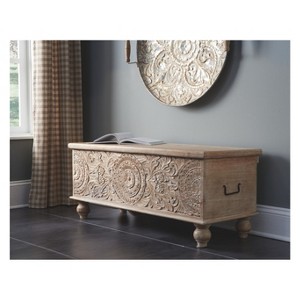 Fossil Ridge Storage Bench Beige - Signature Design by Ashley - 1 of 4