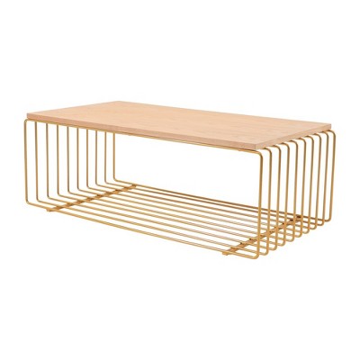 LeisureMod Walden Rectangular Coffee Table with Powder-Coated Steel Frame – Modern Accent Table for Living Room, Office, Lounge, or Cafe