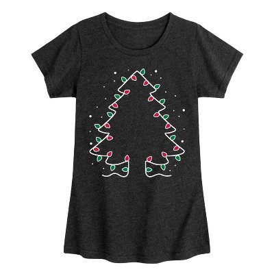 Girls' - Instant Message - Christmas Tree Lights Fitted Short Sleeve Graphic T-Shirt