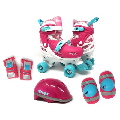 Chicago Skates Deluxe Kids' Quad Roller Skate Combo Set - Pink/White