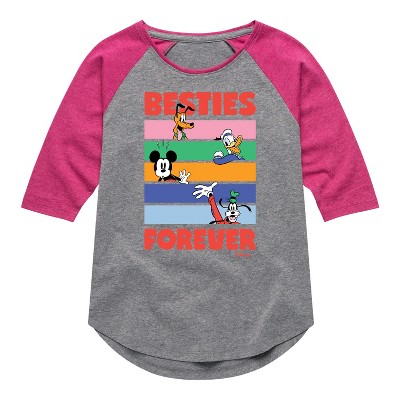 Girls' - Disney - Pluto, Donald Duck, Mickey & Goofy Shirt Tail Raglan Graphic T-shirt