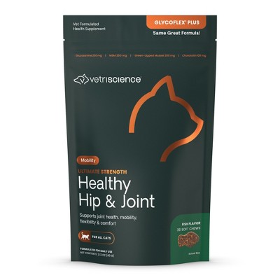 VetriScience Ultimate Strength Healthy Hip & Joint Chews for Cats, Fish Flavor, 30 Count Bag