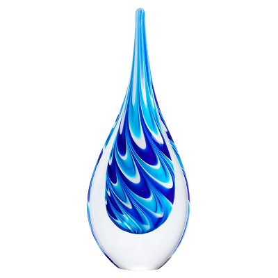 Luxury Lane Hand Blown Swirl Wave Tear Drop Sommerso Art Glass Sculpture