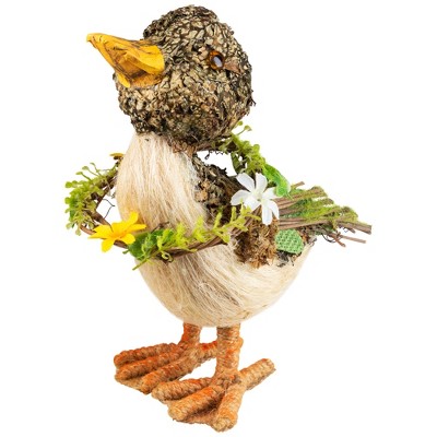 Northlight Standing Mixed Foliage Duck Figurine - 8" - Brown and Ivory