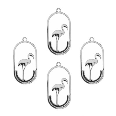 John Bead Beadwork Findings Flamingo Silver Jewelry Making Finding, 12pcs