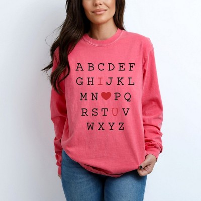 Simply Sage Market Women's Alphabet I Love You Long Sleeve Garment Dyed Tee