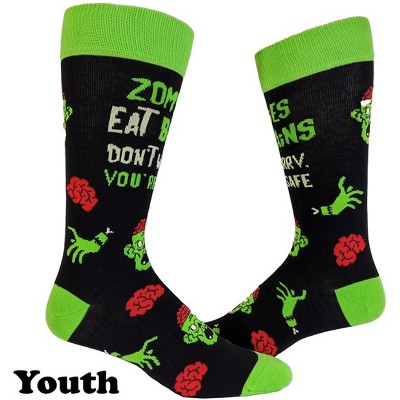 Youth Halloween Socks Funny Zombie Pumpkin Scary Footwear - Crazy Dog Socks For Halloween Season