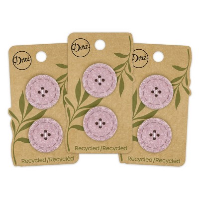 Dritz 25mm Recycled Cotton Round Stitch Buttons Mauve: Sewing Fasteners, Plastic, 6 Pieces, Pink