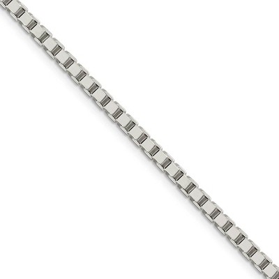 Black Bow Jewelry 3.25mm, Sterling Silver, Solid Box Chain Necklace