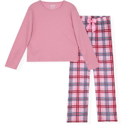 Sleep On It Girls 2-Piece Woven Flannel Plaid Pajama Sets