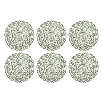 DII Woven Paper Placemat Set 6 Piece, Artichoke Green, 15" Dia