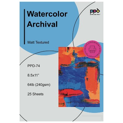 PPD Matte Watercolor Giclee 8.5x11" 25 sheets 240 gsm for Inkjet Printers