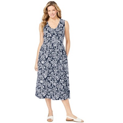 Woman Within Sleeveless Button Front Dress