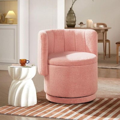 RISOKEYS 360° Swivel Accent Chair with Hidden Storage,Comfy Upholstered Barrel Chair for Living Room,Office,Bedroom,Small Spaces