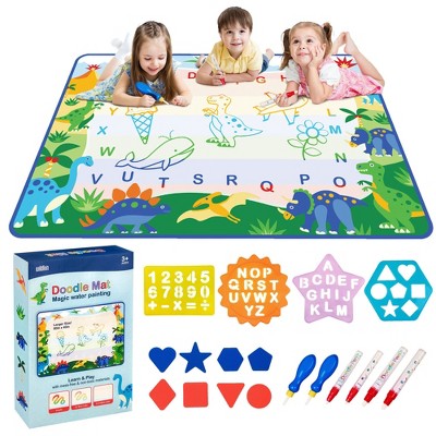 Water Doodle Mat - 19 Piece Kids Painting Writing Color Doodle Drawing Mat - 60" x 42"