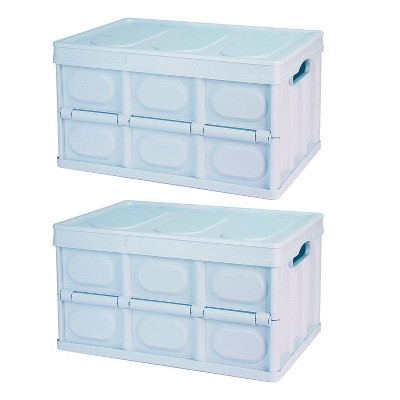 NewHome "2Pcs 56L Collapsible Storage Bins with Dustproof Lid, Waterproof Bag, Handle & Stackable Design" Blue 56L