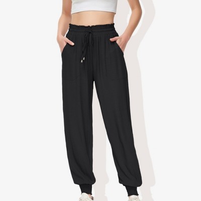 Anna-Kaci Active Women's Summer Comfy Lightweight Drawstring Elastic High Waist Joggers Pants with Pockets