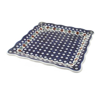 Blue Rose Polish Pottery 1570 Zaklady Square Lunch Plate