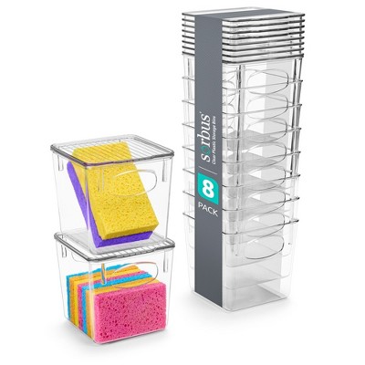 Sorbus Small Clear Plastic Storage Bins with Lids and Handles for Cleaning Supplies - Conquer Clutter, Enhance Organization and Style