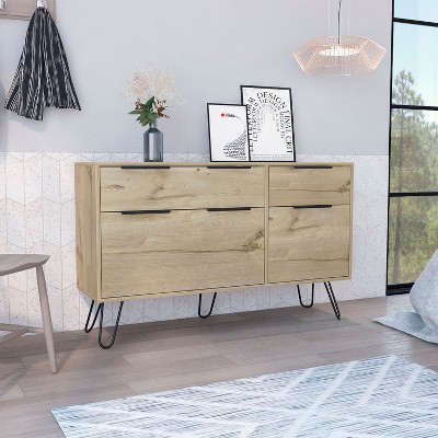 Kumasinova 4-Drawer Dresser,Wooden Chest of Drawers with Hairpin Legs,Modern Storage Dresser,Bedroom and Entryway Furniture,1 Piece,Light Oak