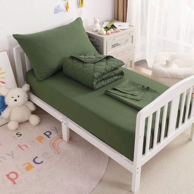 4 Piece Toddler Bedding Set, Soft Crib Bedding Set, Includes Quilted Comforter, Fitted Sheet, Flat Sheet and Pillowcase - NTBAY