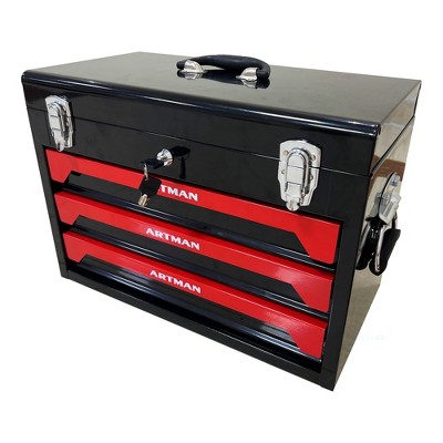 COWLOWN 20in Orange Steel Portable 3-Drawer Steel Toolbox