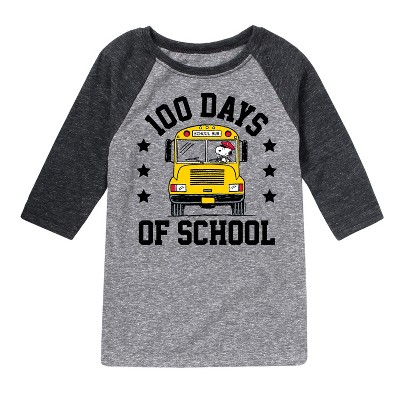 Boys' - Peanuts - Snoopy One Hundred Days Of School Raglan Graphic T-Shirt