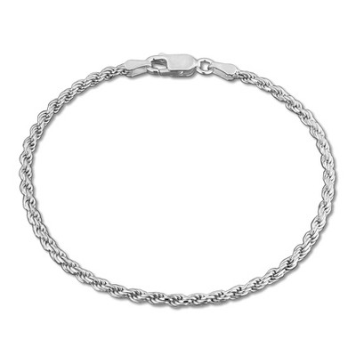 EVERLY JEWELRY | Sterling Silver Diamond Cut Rope Chain Bracelet, 7.25 inch