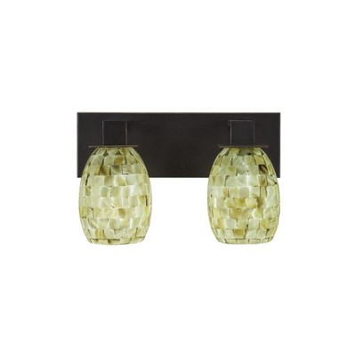 Toltec Lighting Apollo 2 - Light Vanity in  Dark Granite with 5" Ivory Glaze Seashell Shade