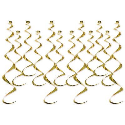 Beistle Metallic Whirls, Assorted Colors, 8-13.5" & 4-25", (24/Pkg)