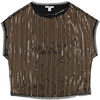 bar III Womens Sequin Crop Top Blouse