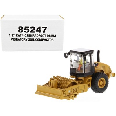 CAT Caterpillar CS56 Padfoot Drum Vibratory Soil Compactor with Operator 1/87 (HO) Scale Diecast Model by Diecast Masters