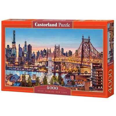 4000 Piece Jigsaw Puzzle, Good Evening New York, Puzzle of NYC, USA, City Skyline Puzzle, New York Harbor and Bridge, Castorland C-400256-2