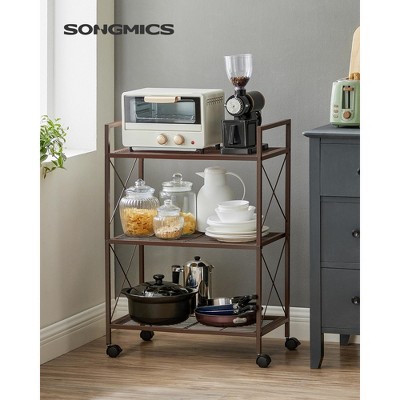 3-Tier Industrial Metal Storage Rack with Wheels - 23.6" Wide Mesh Shelving Unit for Kitchen, Bathroom, Entryway