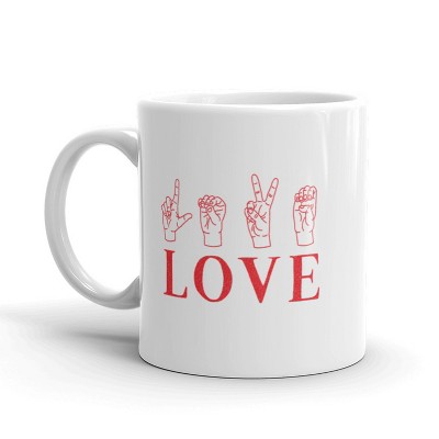 Crazy Dog Love Sign Language Coffee Mug Cute Valentine's Day Ceramic Cup-11oz