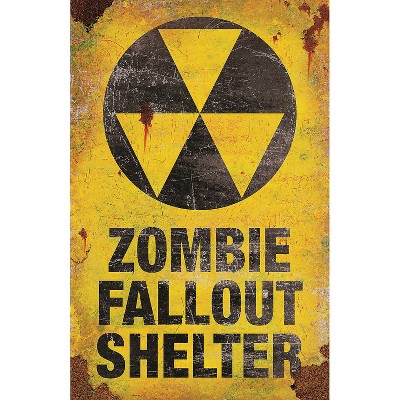 Halloween Express  11 x 17 in Zombie Fallout Shelter Halloween Sign