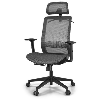 Costway Ergonomic High Back Mesh Office Chair Recliner Task Chair w/Hanger Grey\Black