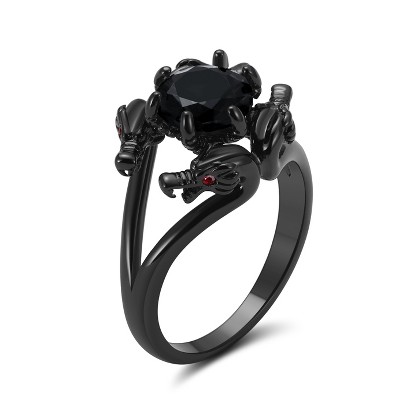 Dragon Ring for Women Gothic Solitaire Cz Black Gothic Engagement Ring Ginger Lyne Collection