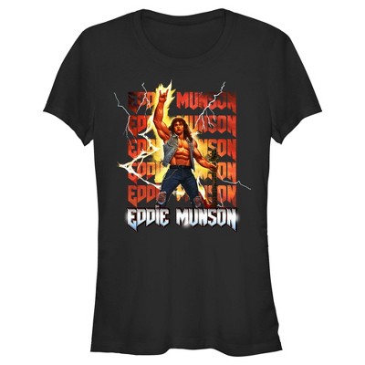 Juniors Womens Stranger Things Rockstar Eddie Munson T-Shirt