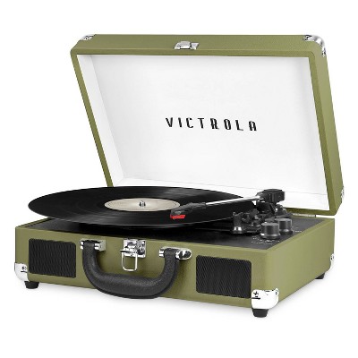 Victrola Journey Bluetooth Suitcase Record Player with 3-Speed Turntable - Green: Belt Drive & User Manual