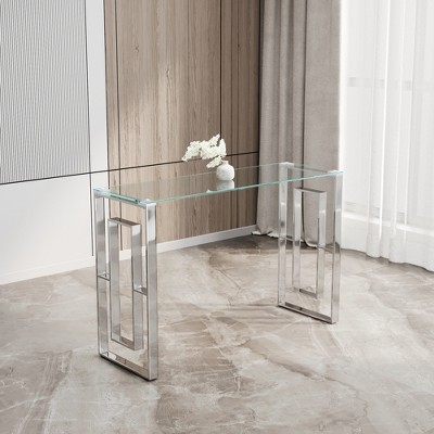 APRILSOUL47.24"Console Table Stainless Steel Glass