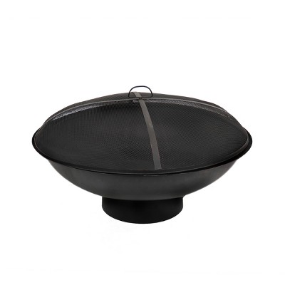 32" Black Cast Iron Fire Pit Bowl with Screen - National Tree Company