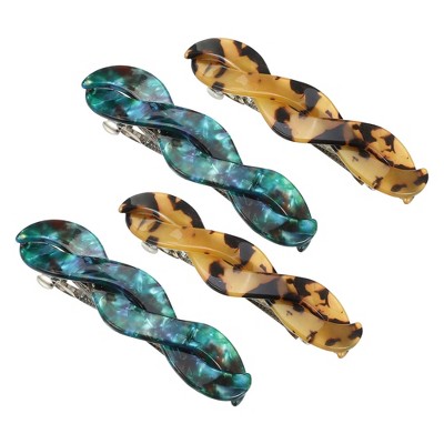 Unique Bargains Women's Tortoise Shell French Hair Barrettes 4 Pcs