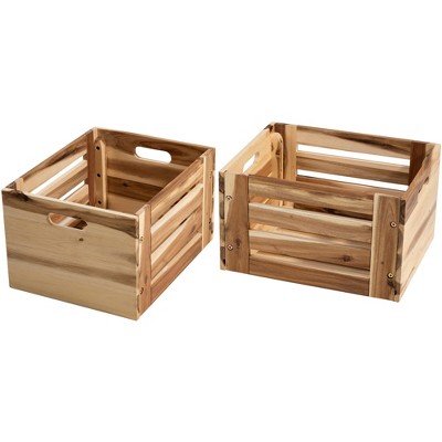 eHemco Solid Wood Storage Crates, Set of 2
